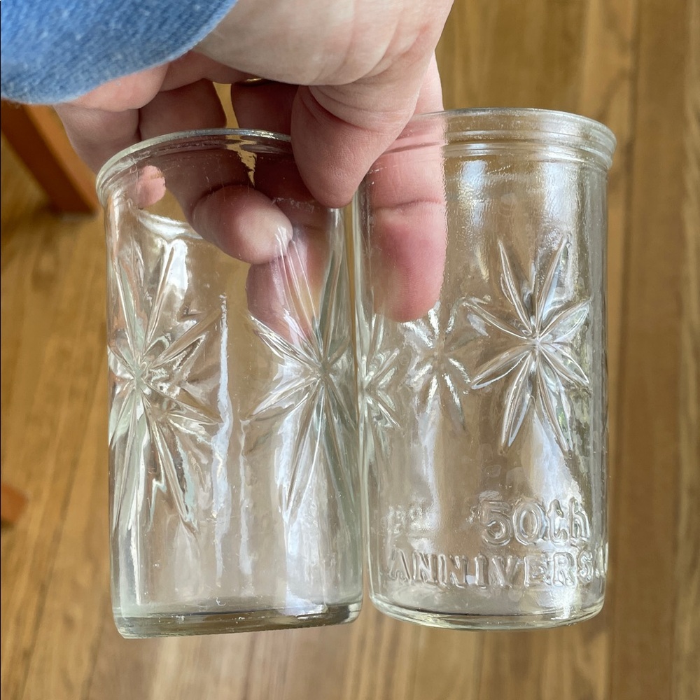 3 VTG Ball Jelly juice jar/glasses, 50th anniversary Ball 1933 to 1983 starburst - Picture 6 of 15